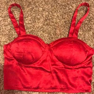 B•O•G Collectives Small Satin Red Bustier Crop Top